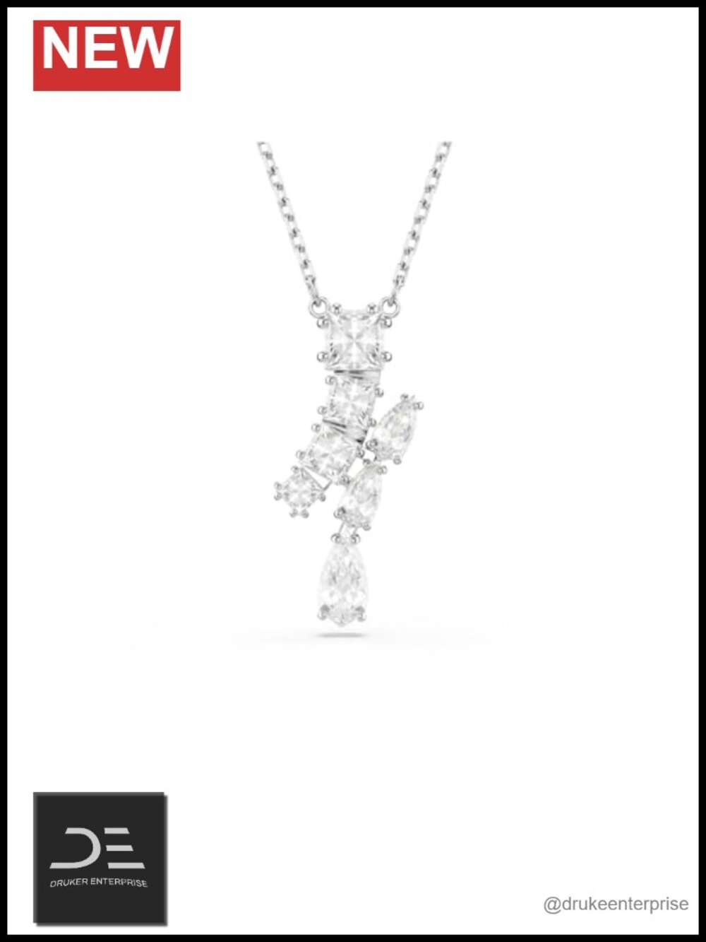 Swarovski Matrix Pendant Rhodium Finished Crystal Necklace